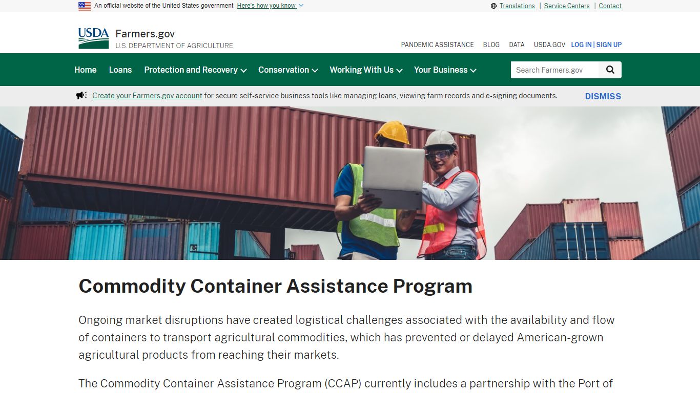 Commodity Container Assistance Program | Farmers.gov