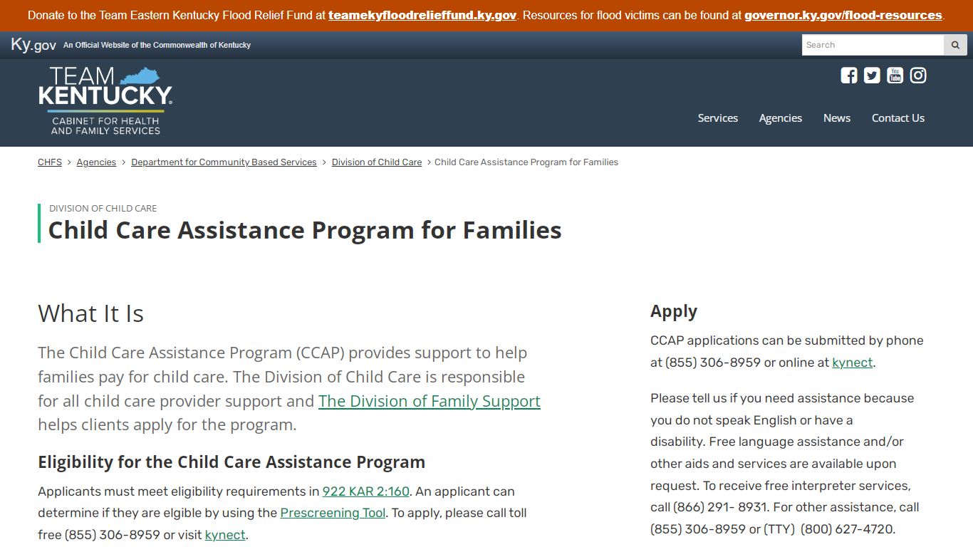 Child Care Assistance Program for Families - Kentucky
